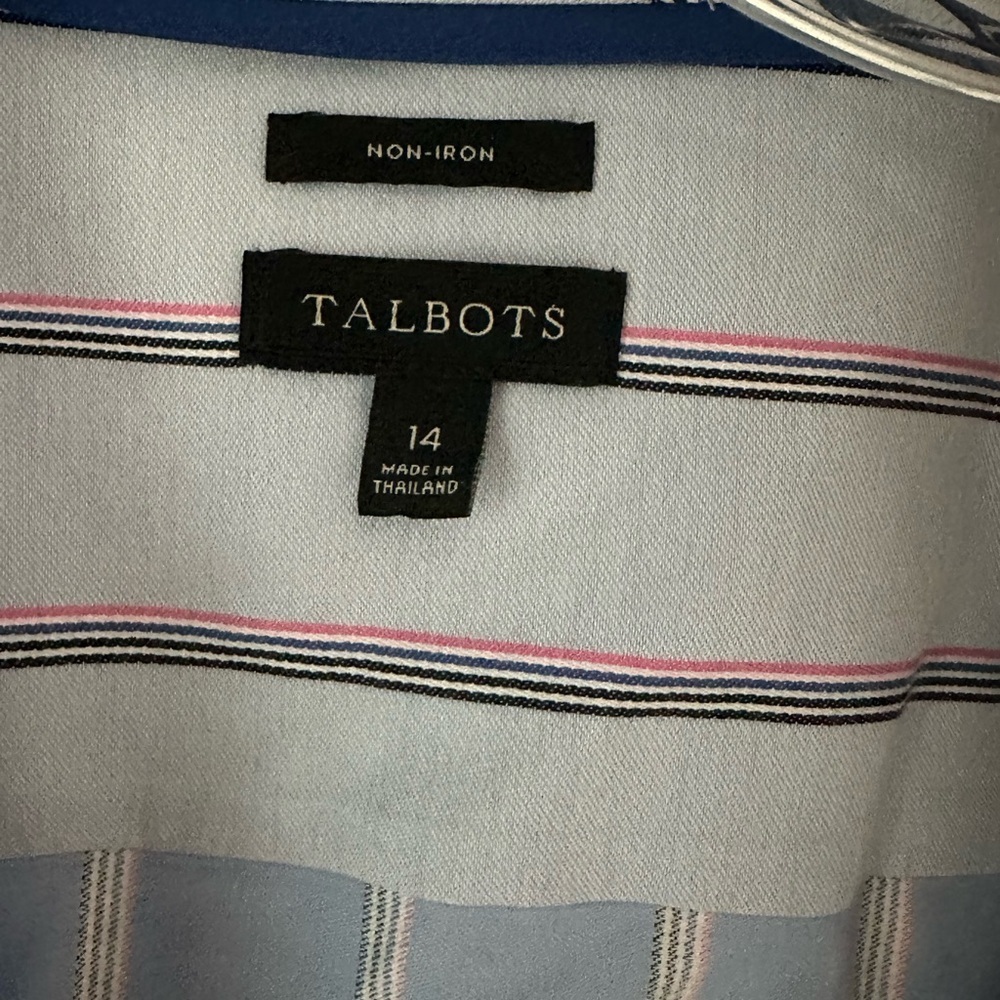 EUC Talbots Sleeveless Striped Blue Blouse, Sz 14. Great under a suit. - Picture 2 of 9